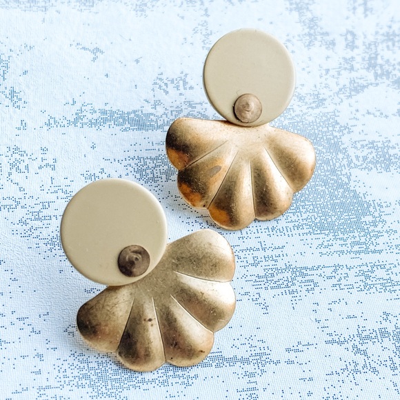 Brass Seashell Drop Earrings - Picture 1 of 3